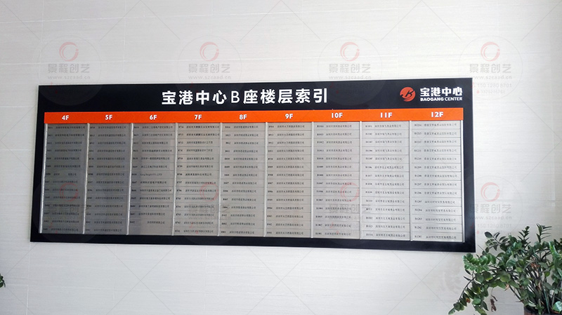 深圳寶安寶港中心寫字樓B座樓層索引牌